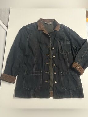 Women’s Dark  Denim Jacket with Brown Suede Trim